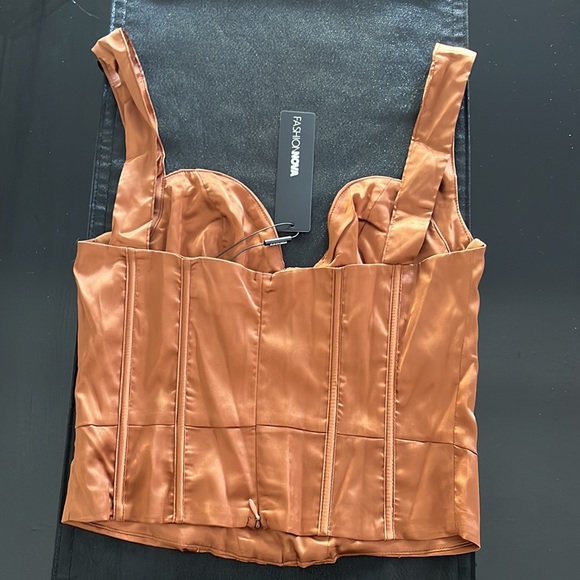 Fashion Nova - Satin Corset top - Size Small - Chocolate Color - Picture 2 of 7